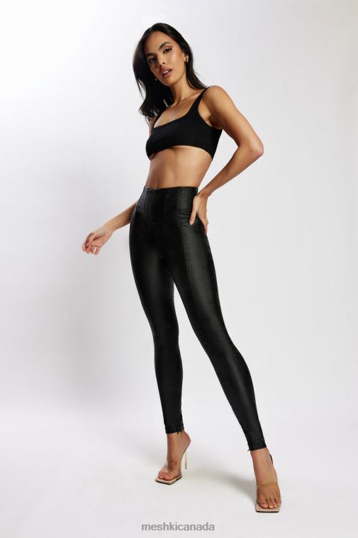 Meshki Black Zima Leatherette Corsetted High Waisted Pants Clothing JN88N1292