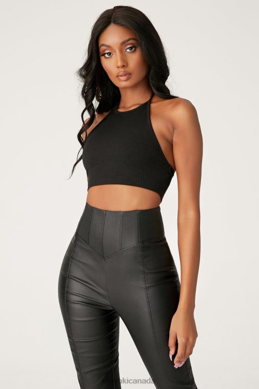 Meshki Black Zima Leatherette Corsetted High Waisted Pants Clothing JN88N1292