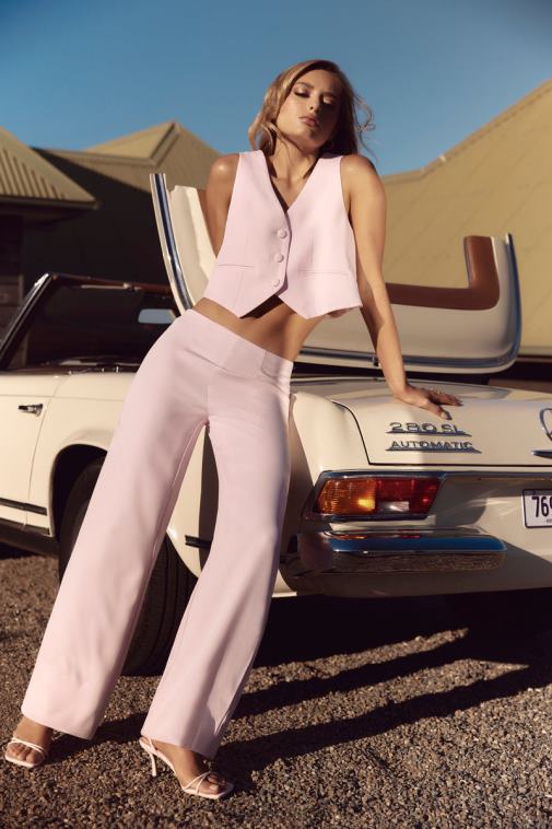 Meshki Blush Pink Laurie Low Rise Suiting Pant Clothing JN88N1462