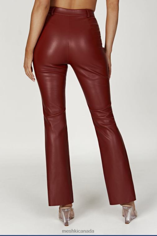 Meshki Cherry Chocolate Tyra Straight Leg Faux Leather Pants Clothing JN88N1609