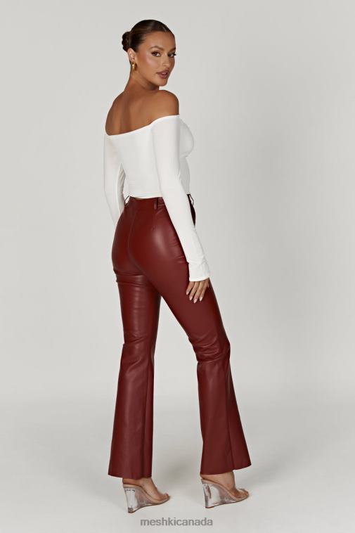 Meshki Cherry Chocolate Tyra Straight Leg Faux Leather Pants Clothing JN88N1609