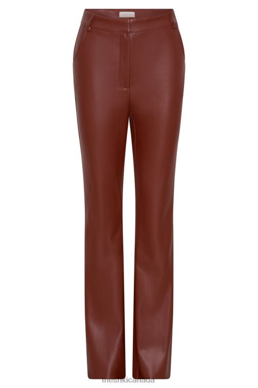 Meshki Cherry Chocolate Tyra Straight Leg Faux Leather Pants Clothing JN88N1609