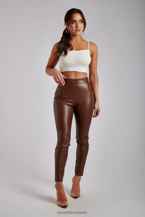 Meshki Chocolate Shayla Skinny Faux Leather Split Pant Clothing JN88N1339