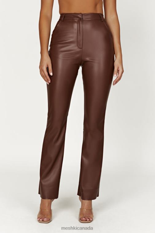 Meshki Chocolate Tyra Straight Leg Faux Leather Pants Clothing JN88N1239