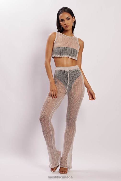 Meshki Grey Mandy Knit Flare Trousers Clothing JN88N1599