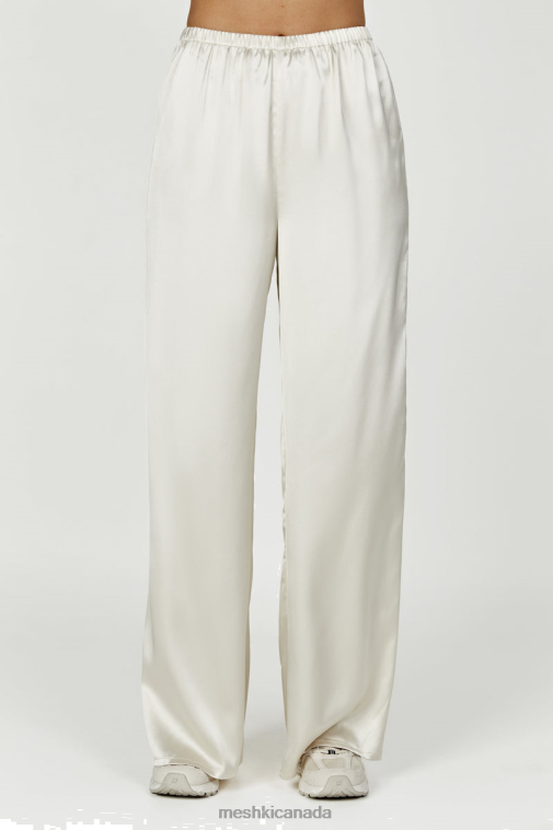 Meshki Ivory Marciela Satin Straight Leg Pant Clothing JN88N1303