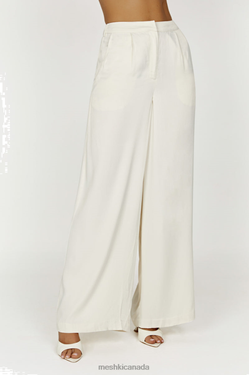 Meshki Ivory Nour Satin Wide Leg Pant Clothing JN88N1376