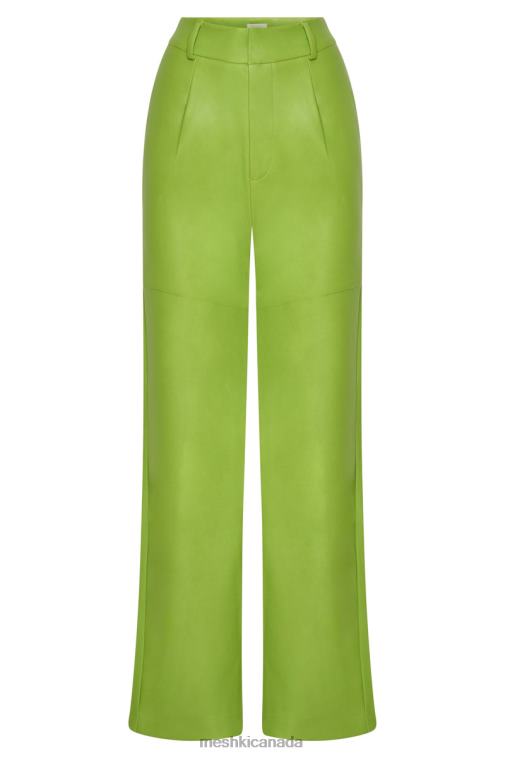 Meshki Lime Green Sima Faux Leather High Waist Pants Clothing JN88N1601