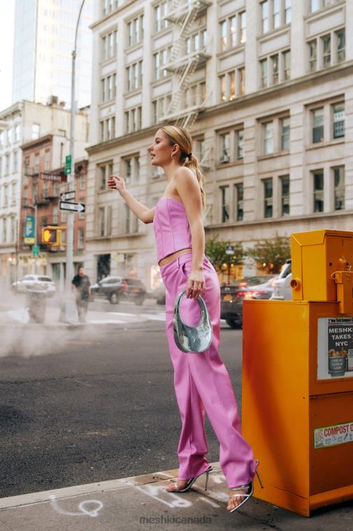 Meshki Rose Pink Matilda Slouchy Low Rise Faux Leather Pant Clothing JN88N1434