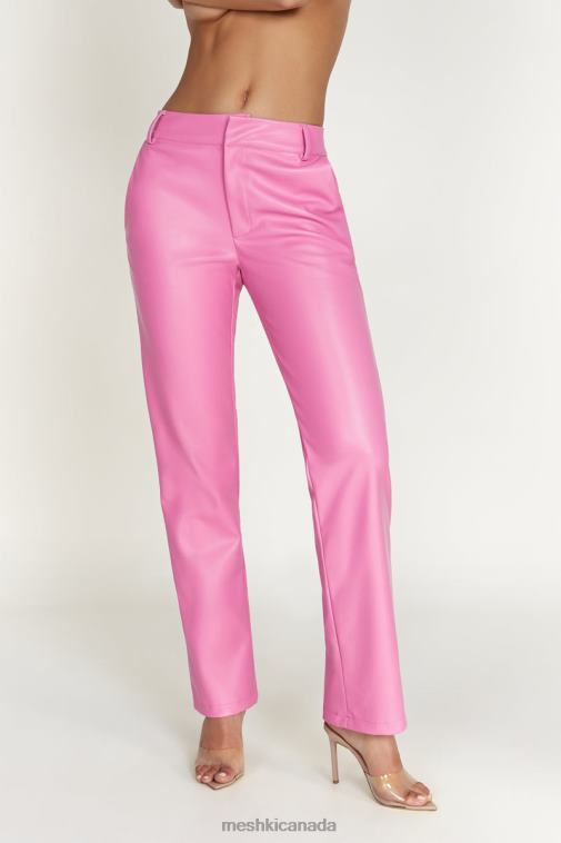 Meshki Rose Pink Matilda Slouchy Low Rise Faux Leather Pant Clothing JN88N1434