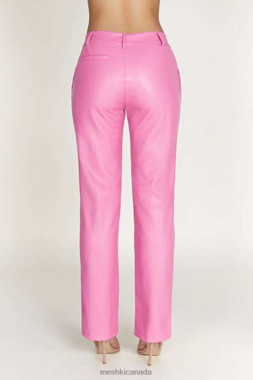 Meshki Rose Pink Matilda Slouchy Low Rise Faux Leather Pant Clothing JN88N1434