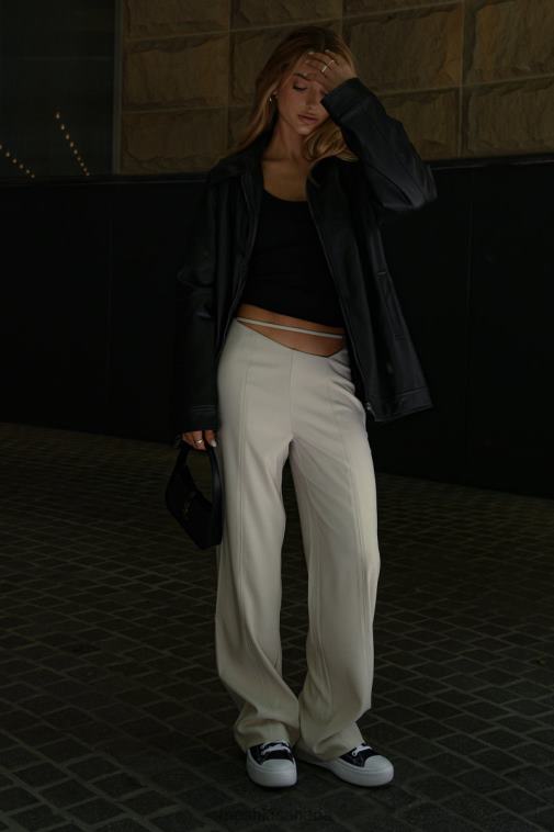 Meshki Wheat Bahar Mid Rise Wide Leg Strap Pant Clothing JN88N1588