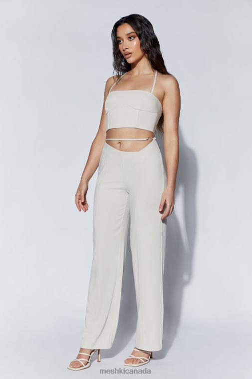 Meshki Wheat Bahar Mid Rise Wide Leg Strap Pant Clothing JN88N1588