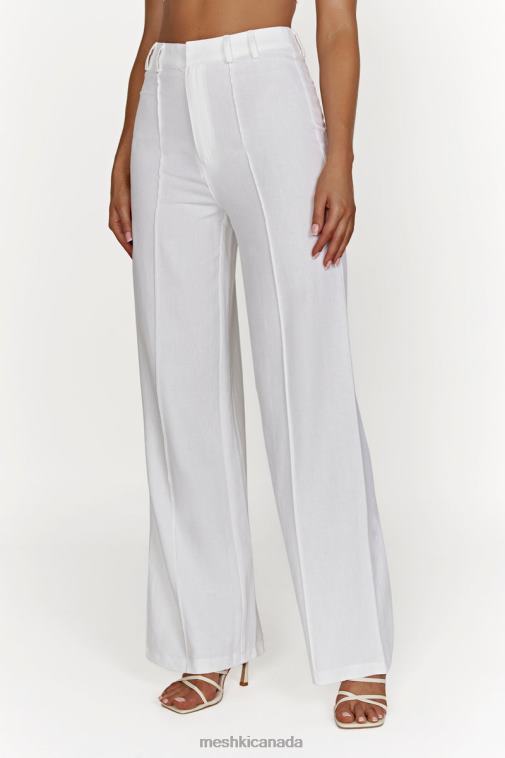 Meshki White Julie Wide Leg Linen Pants Clothing JN88N1518