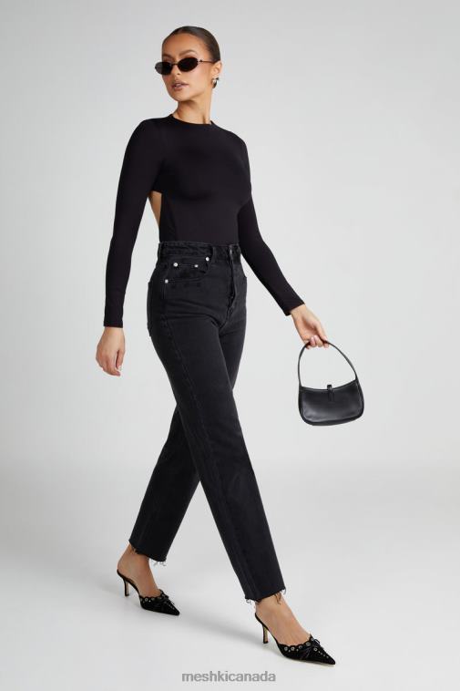 Meshki Black Wrenley Recycled Cut Out Long Sleeve Bodysuit Clothing JN88N836