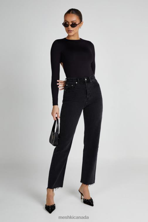 Meshki Black Wrenley Recycled Cut Out Long Sleeve Bodysuit Clothing JN88N836