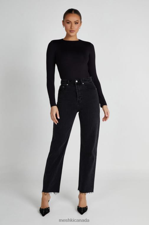 Meshki Black Wrenley Recycled Cut Out Long Sleeve Bodysuit Clothing JN88N836