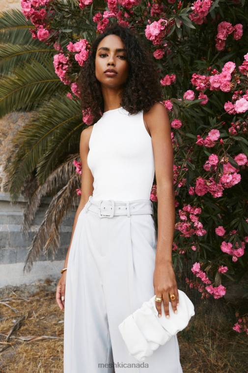 Meshki White Fiona Recycled Nylon Low Back Bodysuit Clothing JN88N777