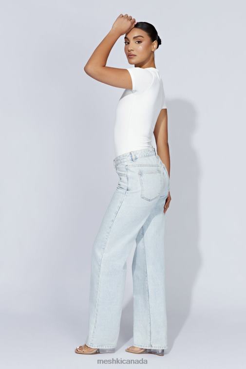 Meshki White Francesca Crew Neck Short Sleeve Bodysuit Clothing JN88N964