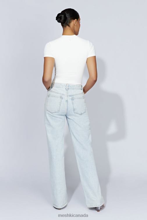 Meshki White Francesca Crew Neck Short Sleeve Bodysuit Clothing JN88N964