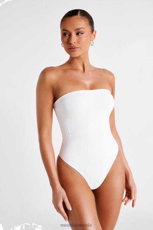 Meshki White Leighton Recycled Nylon Strapless Bodysuit Clothing JN88N778