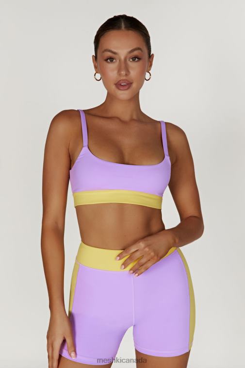 Meshki Lilac/Yellow Nickie Two Tone Sports Bralette Clothing JN88N1059