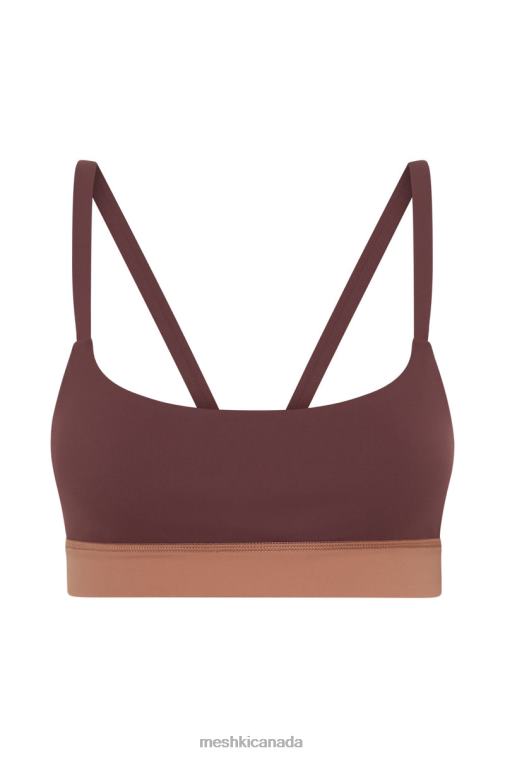 Meshki Mahogany/Tan Nickie Two Tone Sports Bralette Clothing JN88N1064