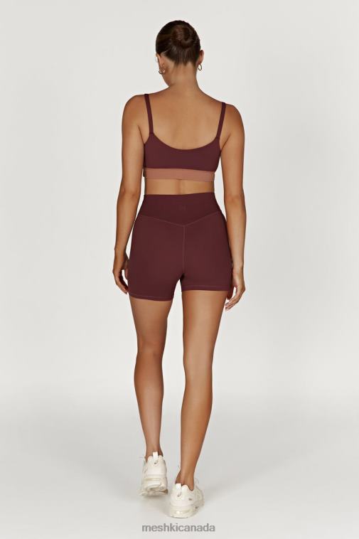 Meshki Mahogany/Tan Nickie Two Tone Sports Bralette Clothing JN88N1064