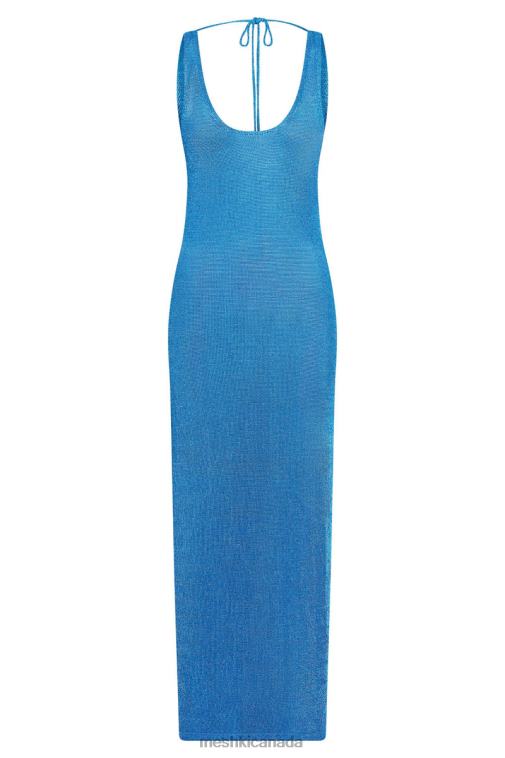 Meshki Azure Blue Maryam Knit Maxi Dress With Side Split Clothing JN88N637