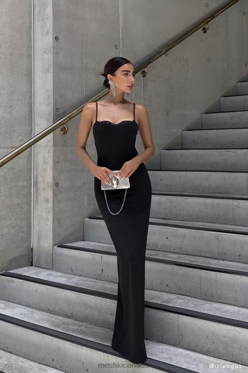 Meshki Black Amorette Lace Trim Maxi Dress Clothing JN88N287