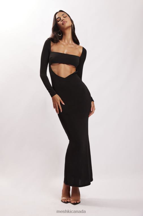 Meshki Black Ashleigh Cut Out Bandeau Maxi Dress Clothing JN88N695