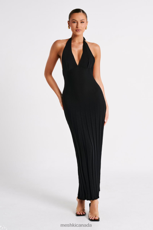 Meshki Black Caity Ribbed Halter Maxi Dress Clothing JN88N71