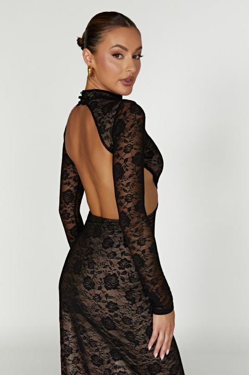 Meshki Black Callista Lace Maxi Dress Clothing JN88N436