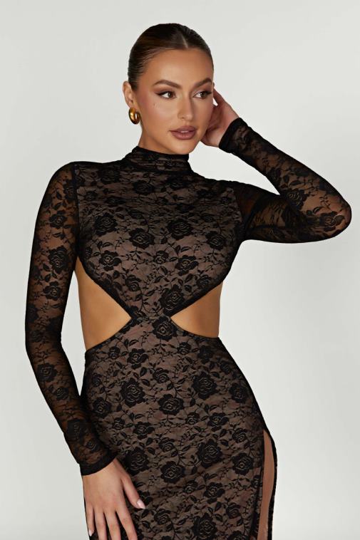 Meshki Black Callista Lace Maxi Dress Clothing JN88N436