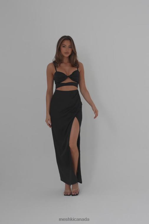 Meshki Black Cleo Satin Dress Clothing JN88N326