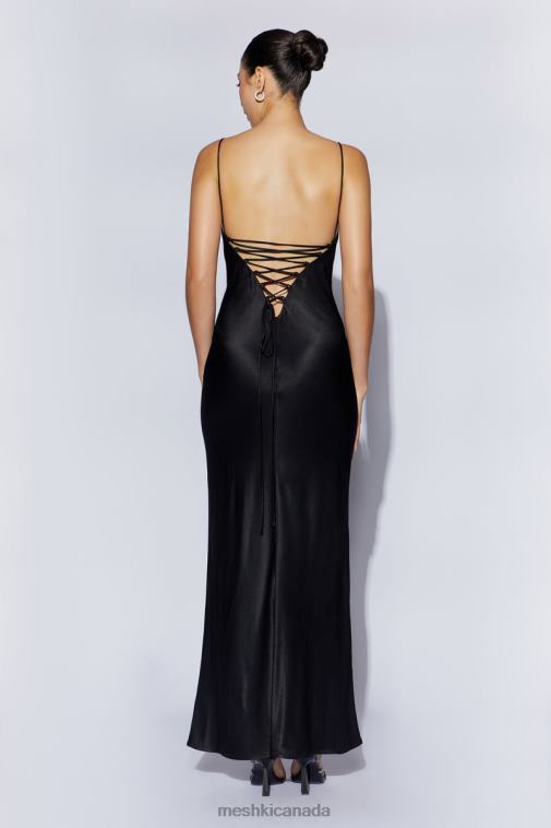 Meshki Black Cora Tie Back Maxi Slip Dress Clothing JN88N709