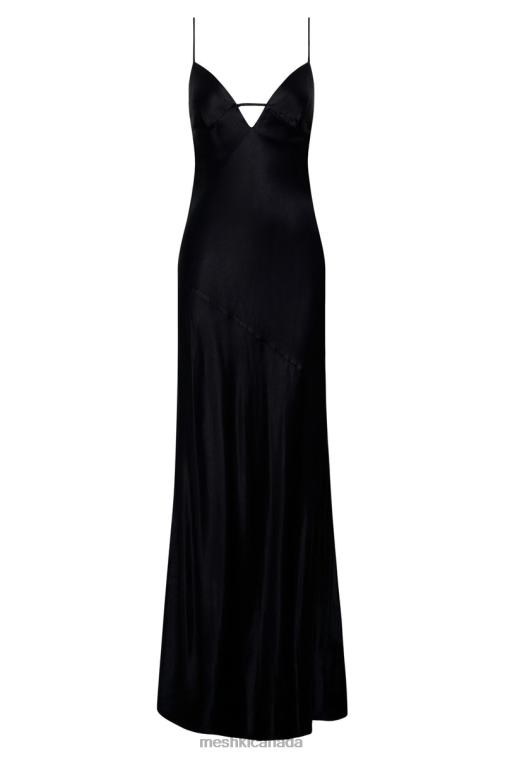 Meshki Black Cora Tie Back Maxi Slip Dress Clothing JN88N709