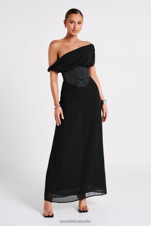 Meshki Black Courtney Chiffon Maxi Dress Clothing JN88N80