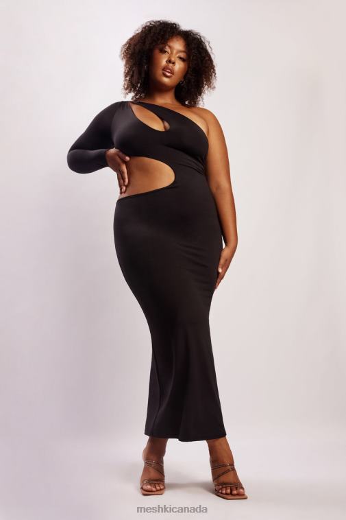 Meshki Black Joyce One Shoulder Cut Out Maxi Dress Clothing JN88N478