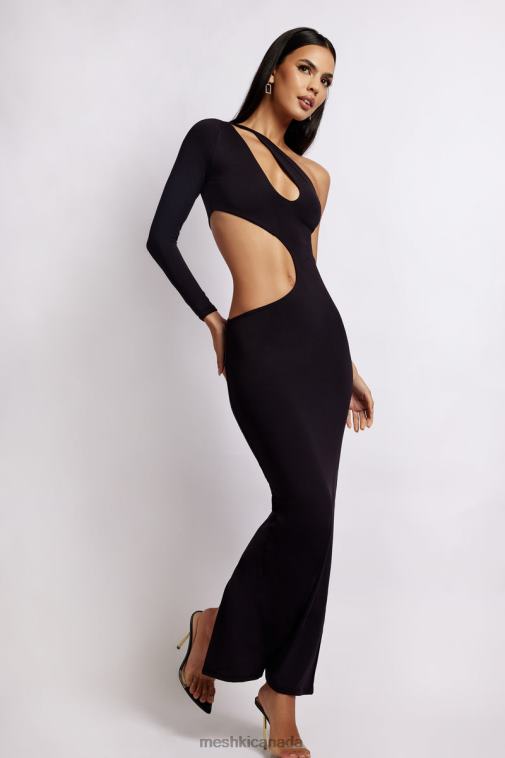 Meshki Black Joyce One Shoulder Cut Out Maxi Dress Clothing JN88N478