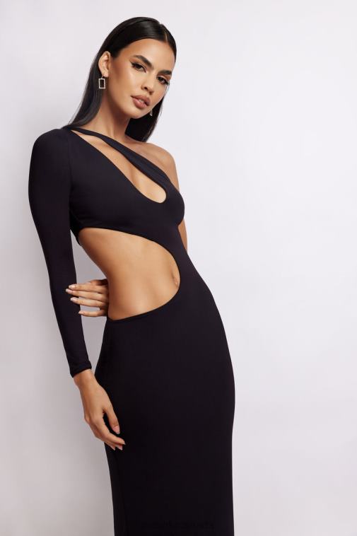 Meshki Black Joyce One Shoulder Cut Out Maxi Dress Clothing JN88N478