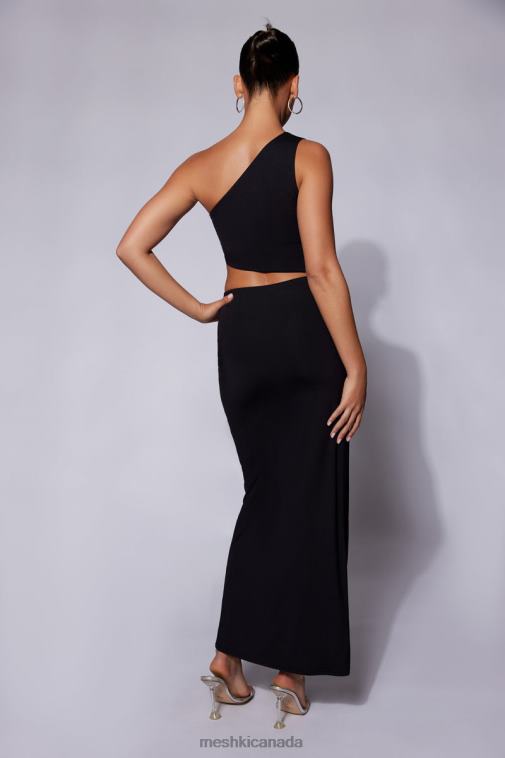 Meshki Black Margot One Shoulder Maxi Dress With Diamante Rope Clothing JN88N520