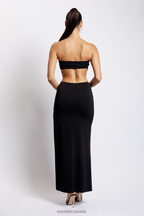 Meshki Black Marissa Strapless Maxi Dress With Waist Tie Clothing JN88N648