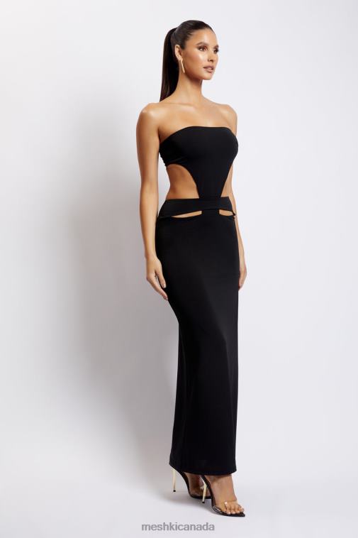 Meshki Black Marissa Strapless Maxi Dress With Waist Tie Clothing JN88N648