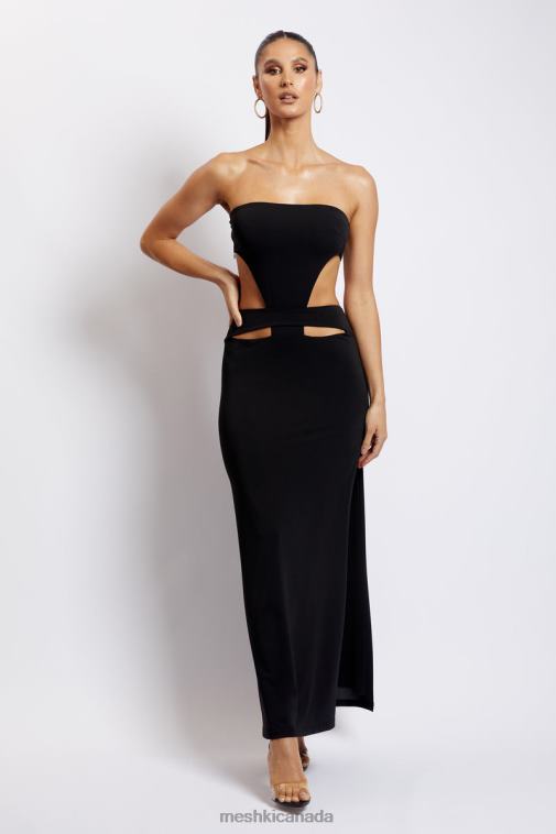 Meshki Black Marissa Strapless Maxi Dress With Waist Tie Clothing JN88N648