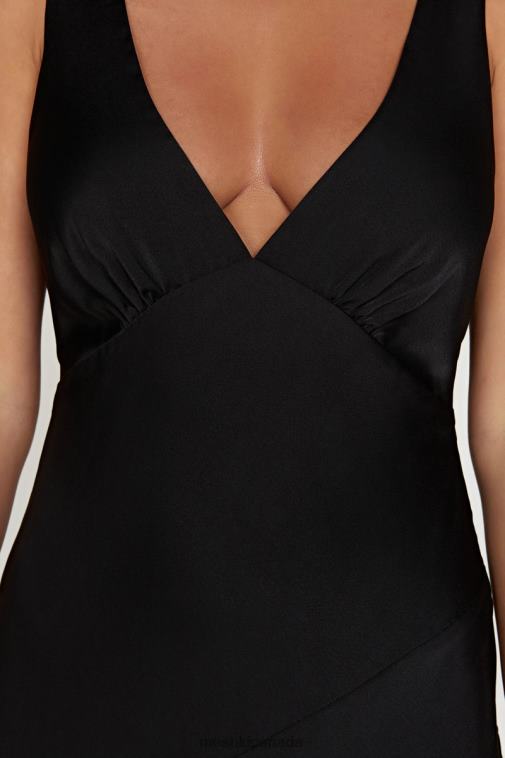 Meshki Black Nadia Maxi Satin Dress With Back Cowl Clothing JN88N68