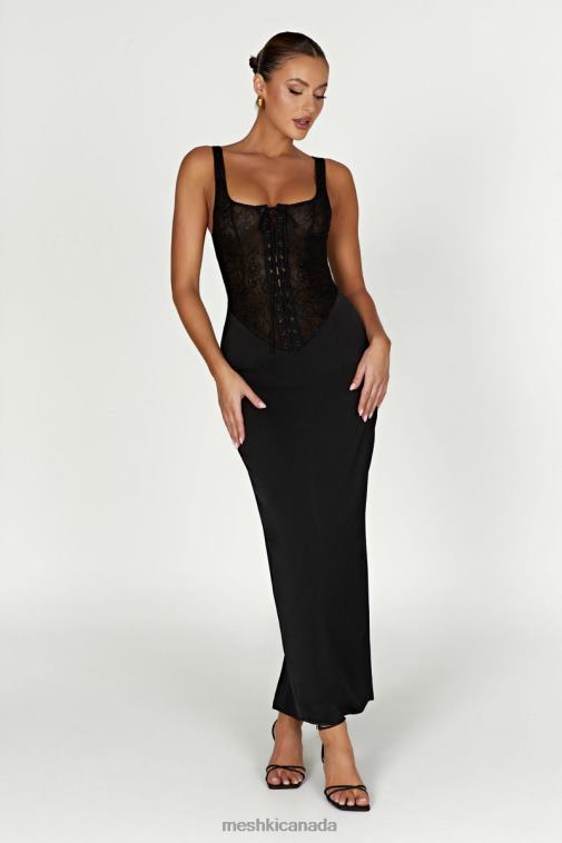 Meshki Black Octavia Lace Corset Maxi Dress Clothing JN88N266