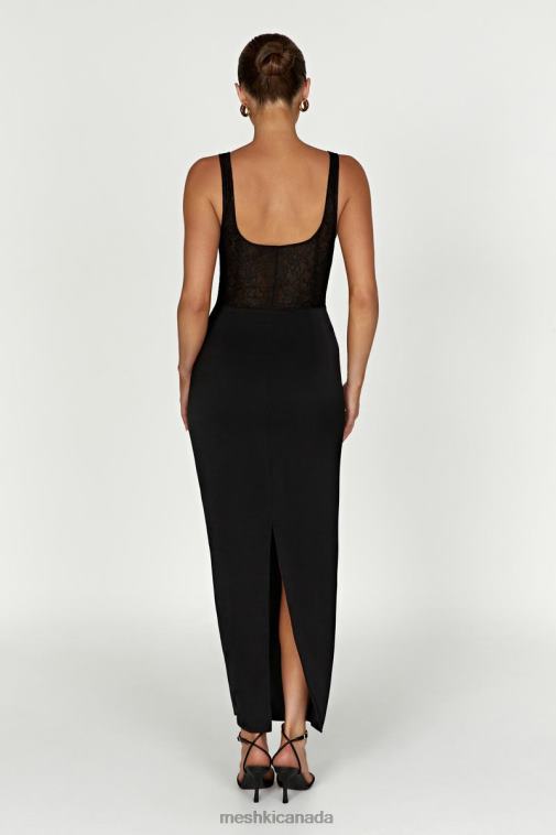 Meshki Black Octavia Lace Corset Maxi Dress Clothing JN88N266