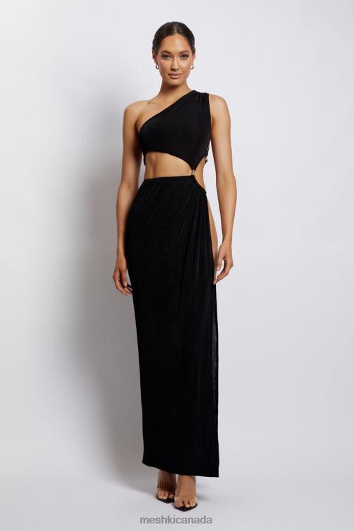 Meshki Black Paige Ruched Side Cut Out Maxi Dress Clothing JN88N284