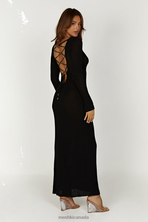 Meshki Black Talia Maxi Open Back Knit Dress Clothing JN88N276